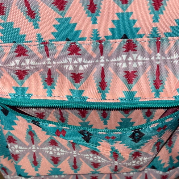 Wrangler Women's Geometric Backpack - Teal and Peach - Picture 3 of 6